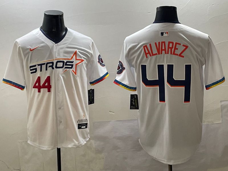 Men Houston Astros #44 Alvarez White Fourth generation Joint Name 2025 Nike MLB Jersey style 2->texas rangers->MLB Jersey